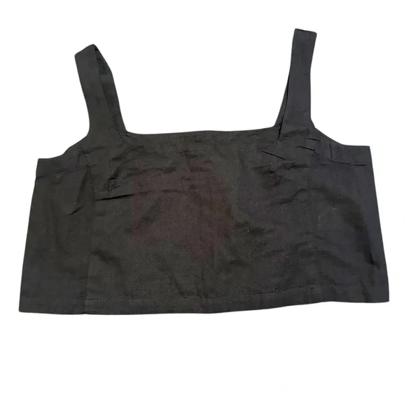 NWT Anthropologie Porridge• Black Cotton and Linen Square neck crop top size s - Picture 4 of 9